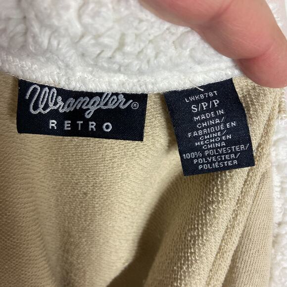 Wrangler Retro Faux Suede Shearling Jacket Size‎ S Beige Brown Sweatshirt Knit - Picture 6 of 8